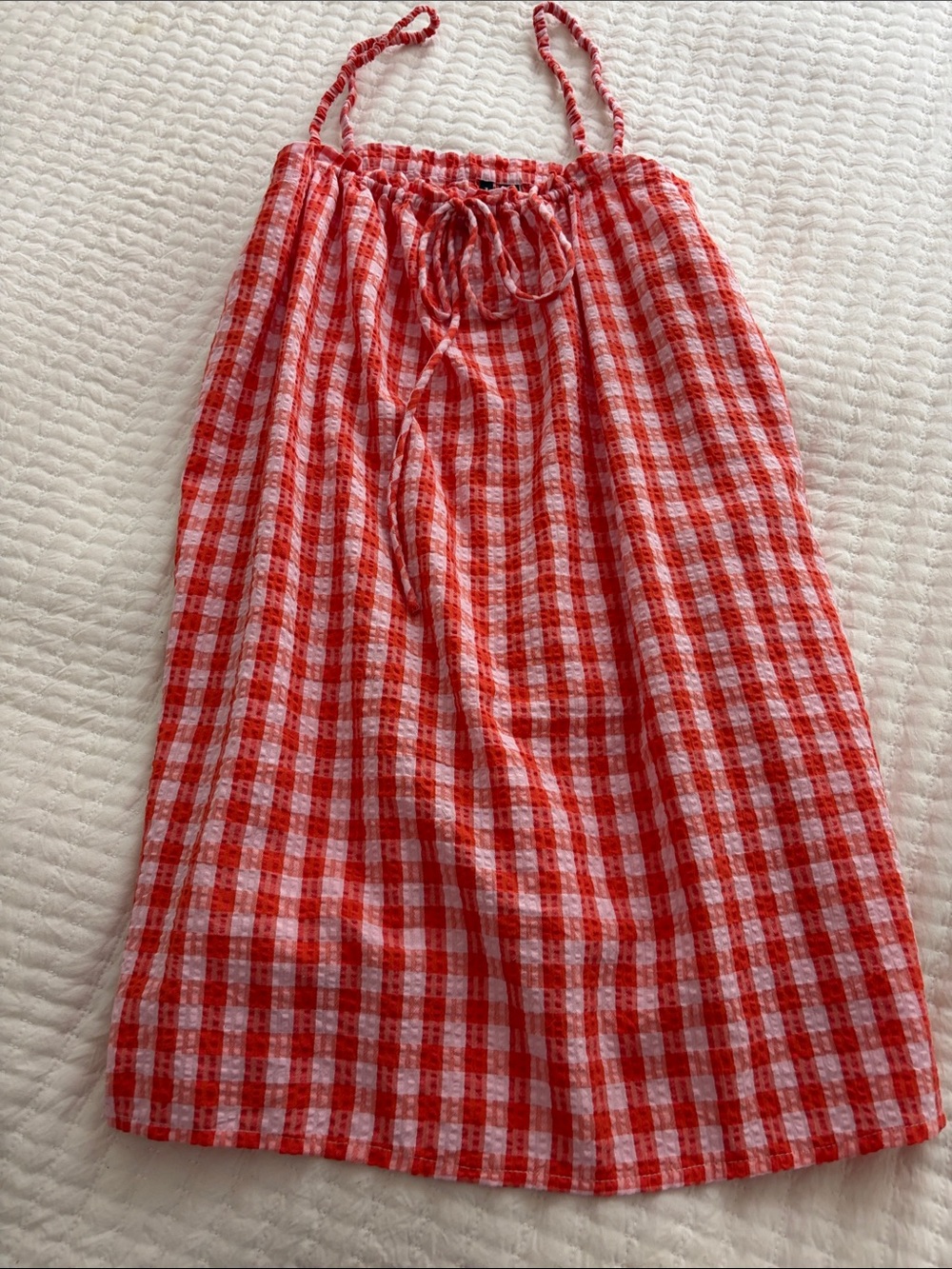 Vero Moda Red and White Gingham Spaghetti Strap Dress